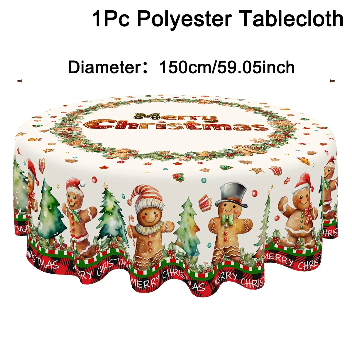 Christmas Gingerbread Man Tablecloth Polyester Table Cover Table Decor Winter Holiday Xmas Tablecloth Navidad Decorations 2025