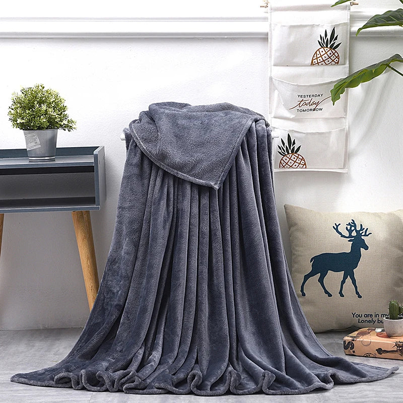 Soft Warm Blankets For Beds Winter Mink Throw Solid Sofa Cover Bedspread Winter Plaid Blankets  Winter Sheet Bedspread