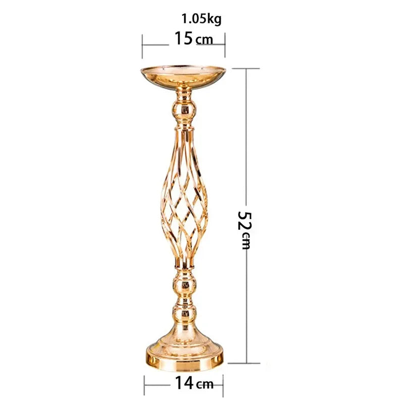 Table Candle Holder Decoration: Golden Iron Art Vase, Twisted Road Candlestick for Wedding Flowers, Wedding Props