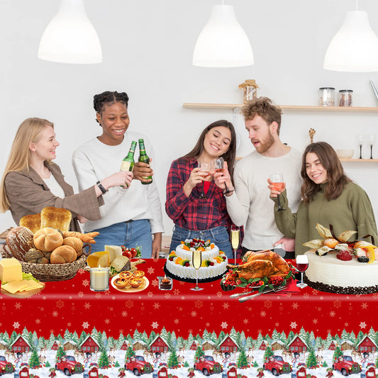 2024 New Merry Christmas Christmas Party Theme Tablecloth Disposable Tablecloth Background Cloth Party Decoration