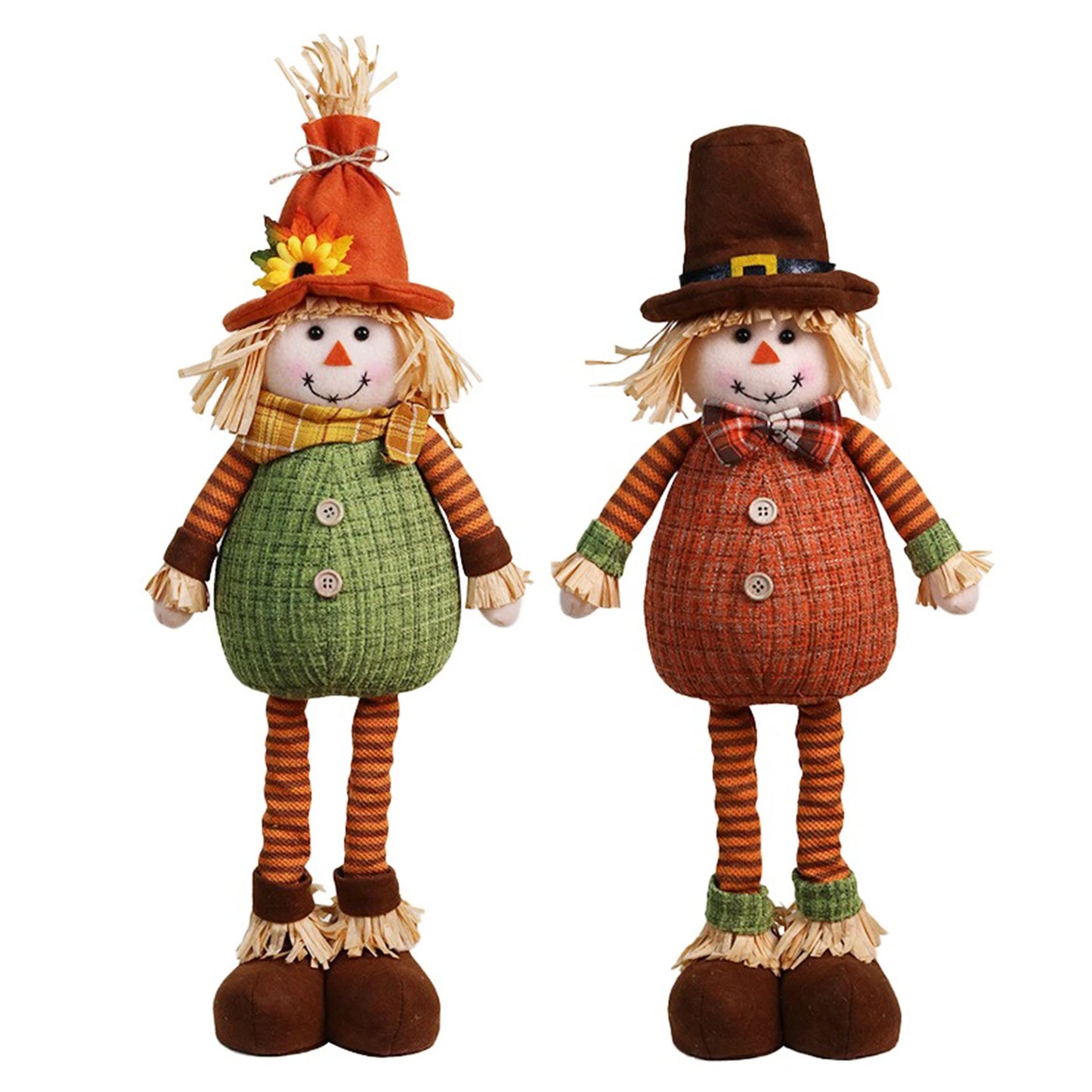 Thanksgiving Scarecrow Stretch Doll Harvest Season Decoration Maple Leaf Sunflower Straw Hat Elderly Doll Home DIY Decor
