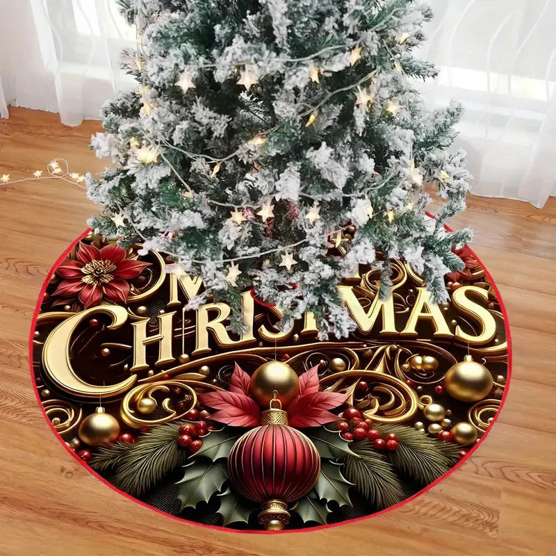 VIKAMA Merry Christmas Tree Skirt, Christmas Tree Mat Decor, Party New Year Christmas Home Scene Decor, Christmas Home Decor