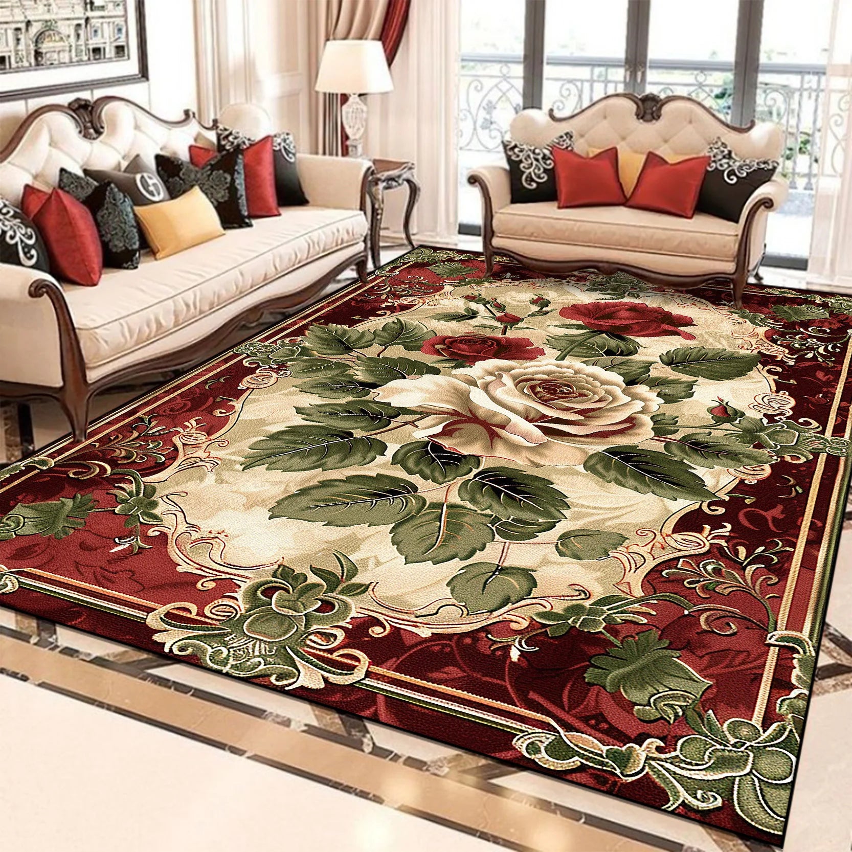 VIKAMA European Style Flower Carpets for Living Room Retro Decoration Home Carpe image 7