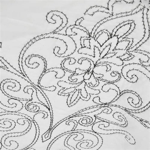 Queen size White Damask Embroidered 4 Piece Oversized Bedspread Set image 2