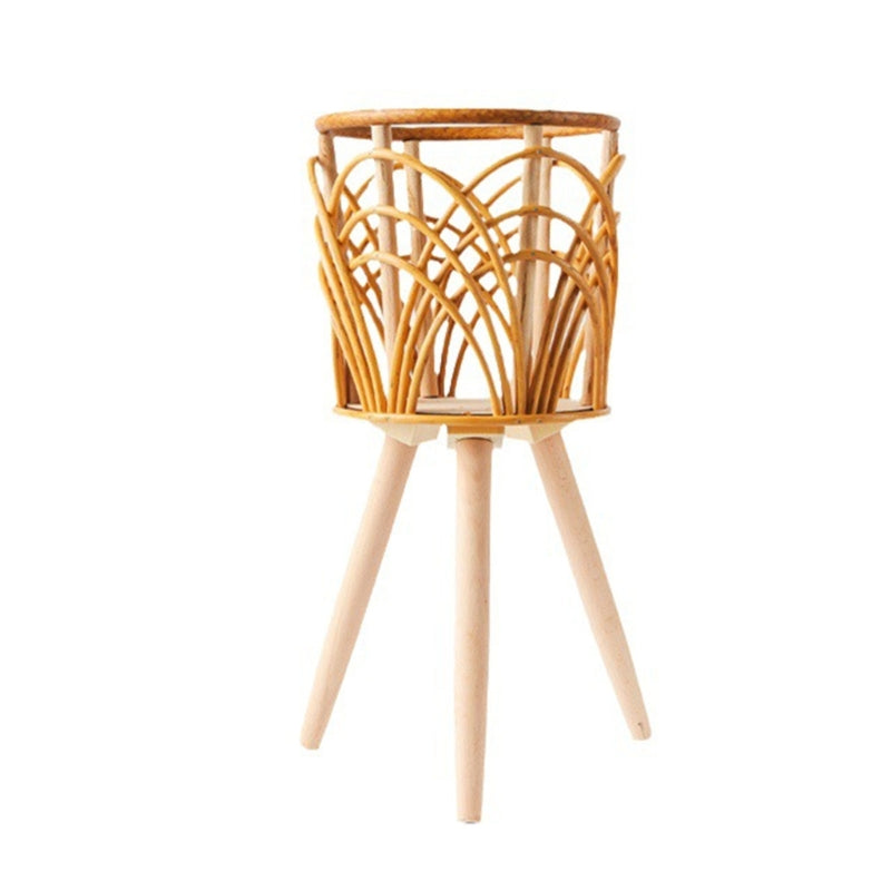 Rattan Plant Stand Woven Plant Stand Wooden Wicker Planter with Wooden Legs Ratt image 6