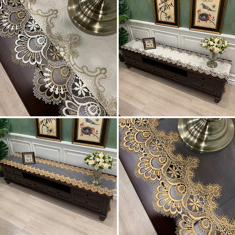 Oval Lace Dust Cover Table Runner Embroidered TV Cabinet Tablecloth Lace Pendant image 2