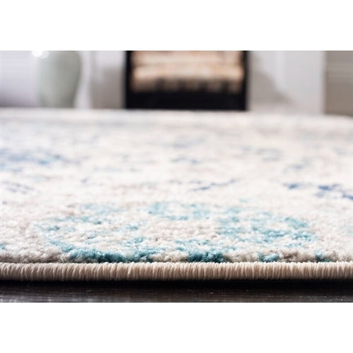 Coastal Blue Grey Damask Indoor Area Rug image 3