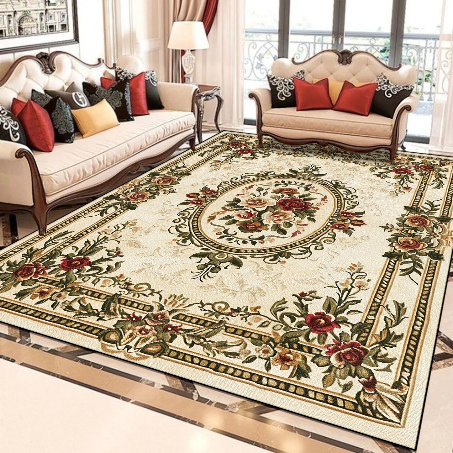 VIKAMA European Style Flower Carpets for Living Room Retro Decoration Home Carpe image 10