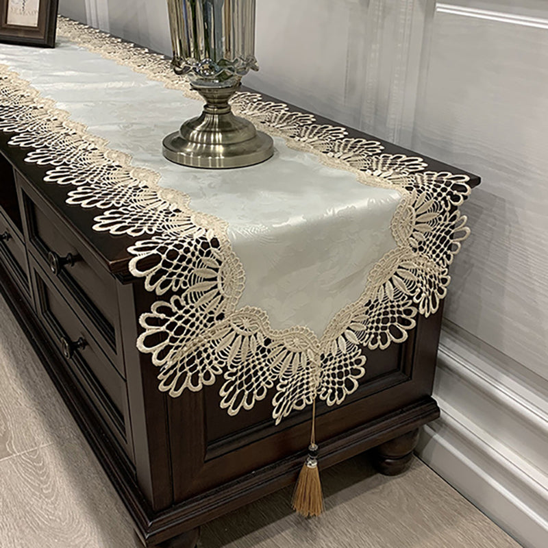 Oval Lace Dust Cover Table Runner Embroidered TV Cabinet Tablecloth Lace Pendant image 0