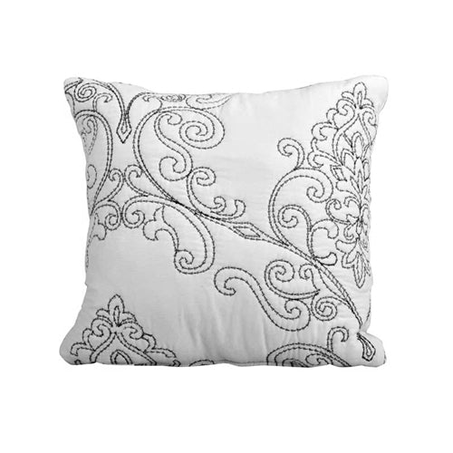 Queen size White Damask Embroidered 4 Piece Oversized Bedspread Set image 3