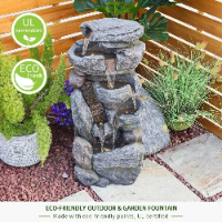 Water Features Outdoor Patio 6-Tier Cascading Rock Water Fountain Water Fall Fou image 2