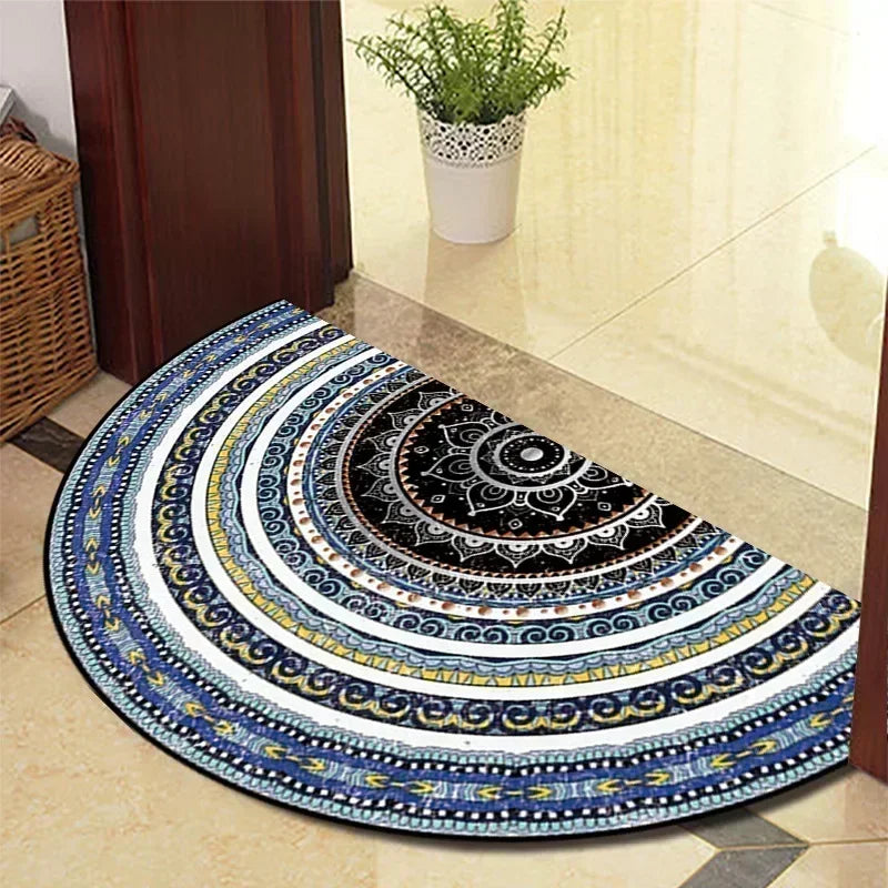 Retro Door Rug Semi-circular Floor Mat European Style Carpet for Living Room Ind image 6