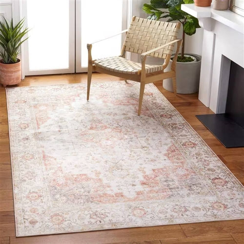 Traditional Persian Style Washable Boho Light Grey Red Area Rug image 0