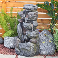 Water Features Outdoor Patio 6-Tier Cascading Rock Water Fountain Water Fall Fou image 6