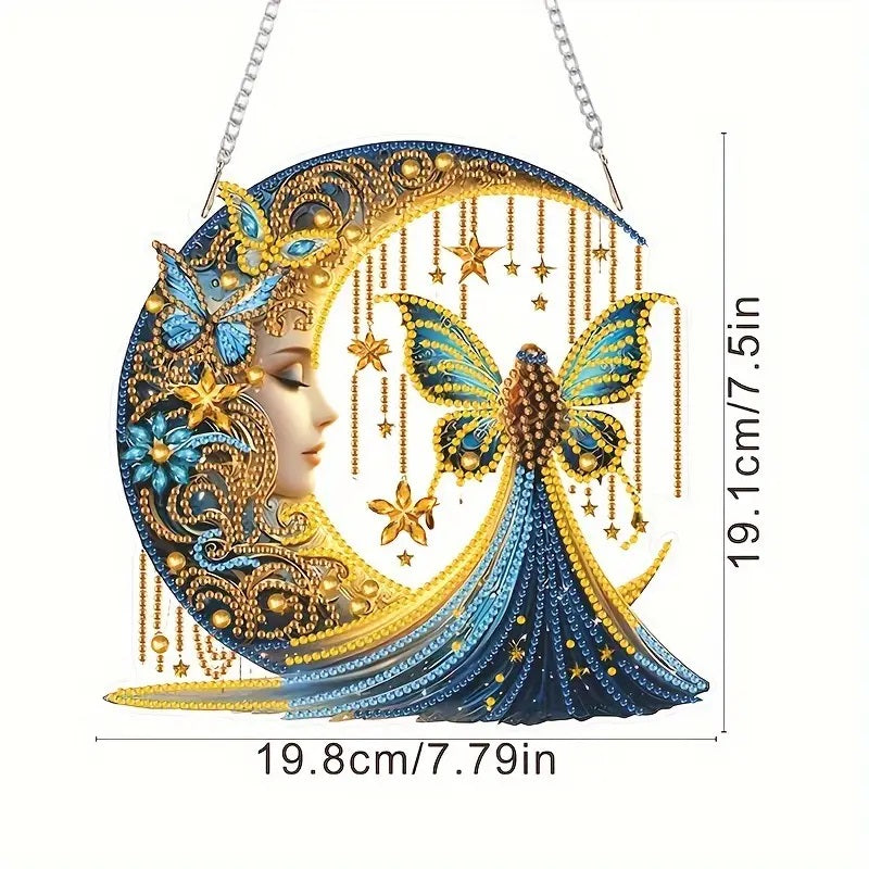 5D Hanging Half Moon and Fairy Jewel Art Home & Bedroom Decor COMPLETED image 3