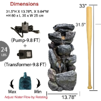 Water Features Outdoor Patio 6-Tier Cascading Rock Water Fountain Water Fall Fou image 5