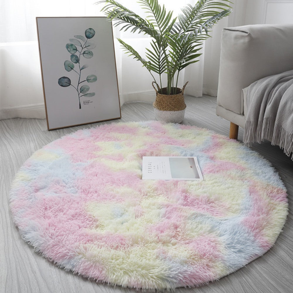 1pc 40cm/60cm Plush Round Rug Mat Fluff Carpet For Living Room Soft Home-Decor B image 10