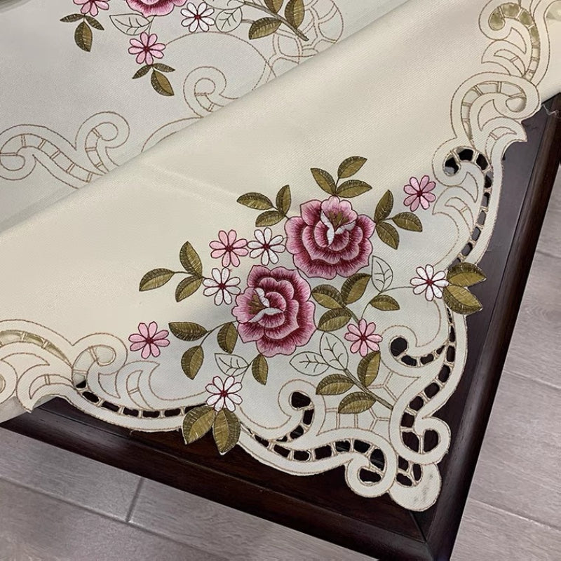 Table Cloth Embroider Modern Minimalist Rectangle Polyester Fabric Art Tea Table image 1