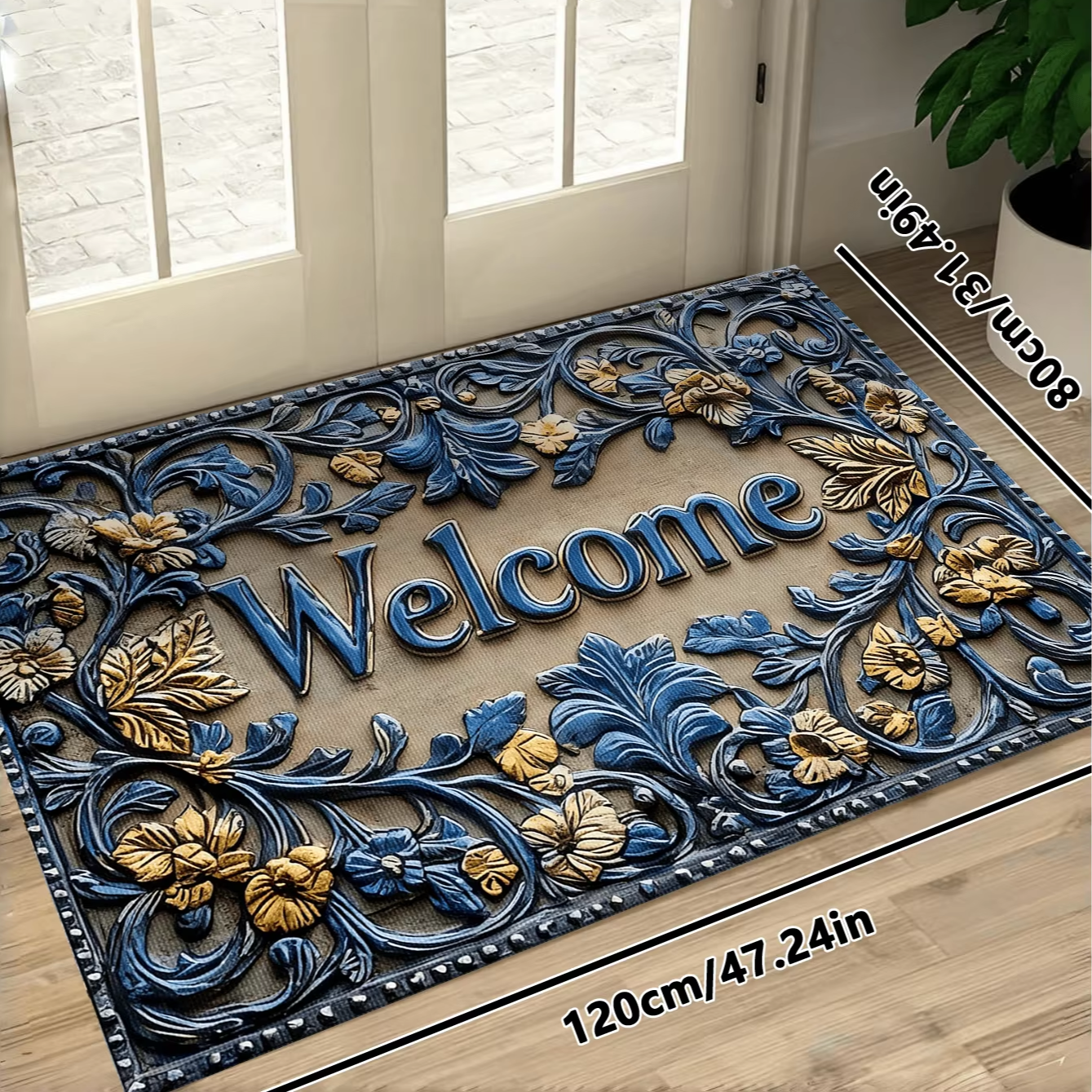 Stylish Modern Style Polyester Doormats Trending Machine Made Non-Slip Entryway  image 7