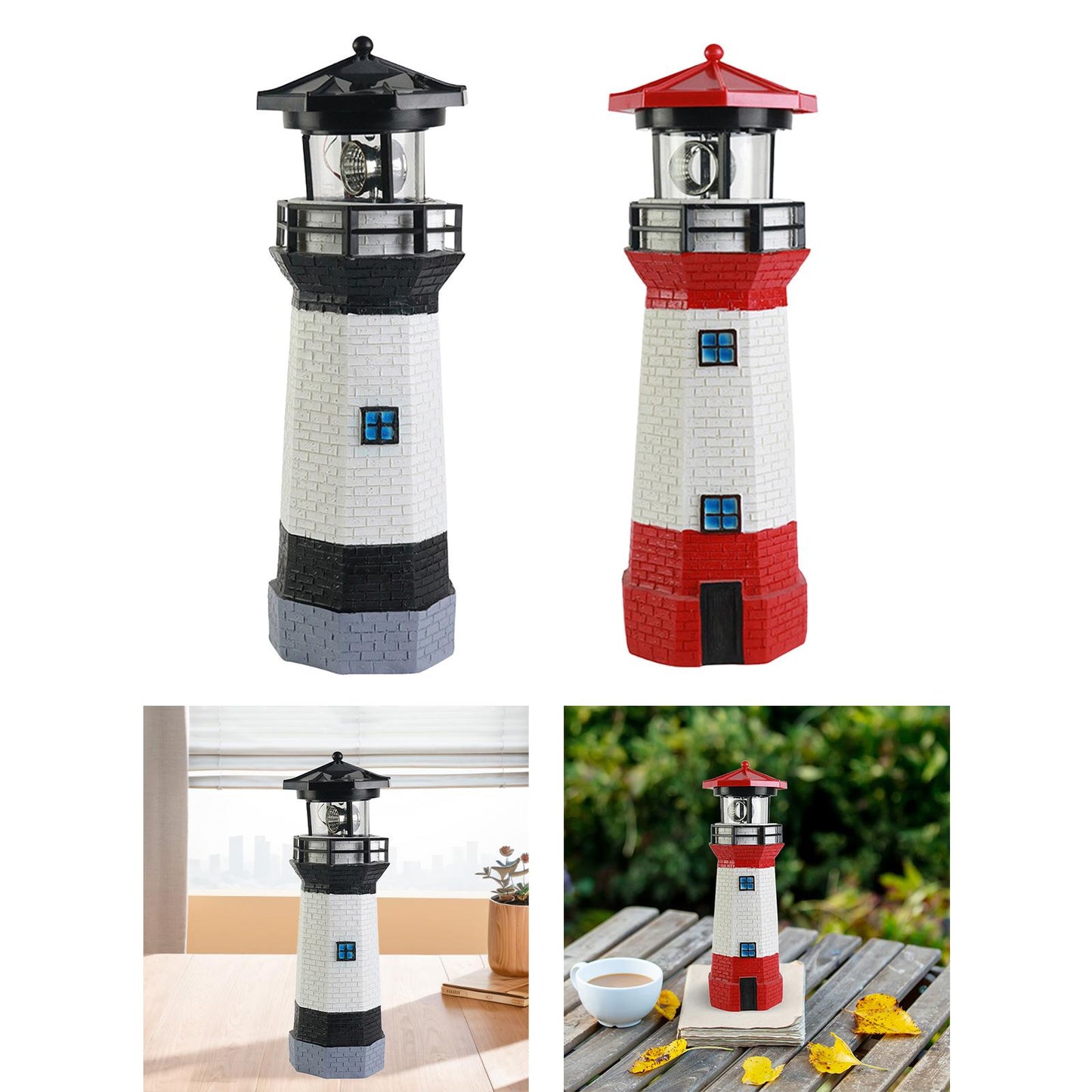 Solar Lighthouse Garden Statue Resin Figurine Lighthouse Sculpture Solar LED Lam image 2