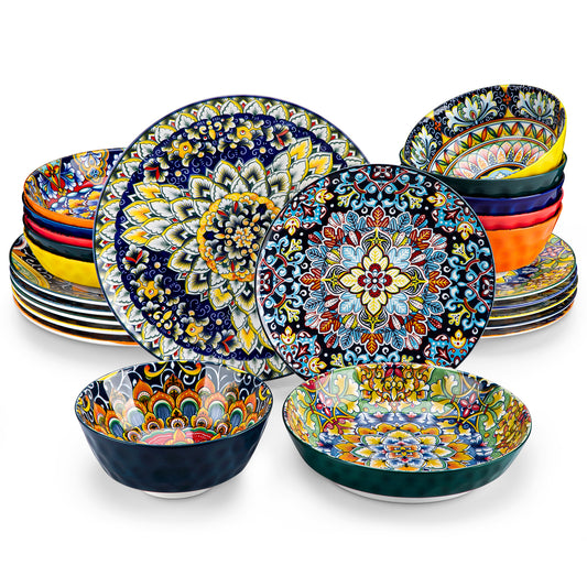 vancasso 12/16/18/24 Piece Ceramic Dinnerware Set Stoneware Bohemian Style with  image 0