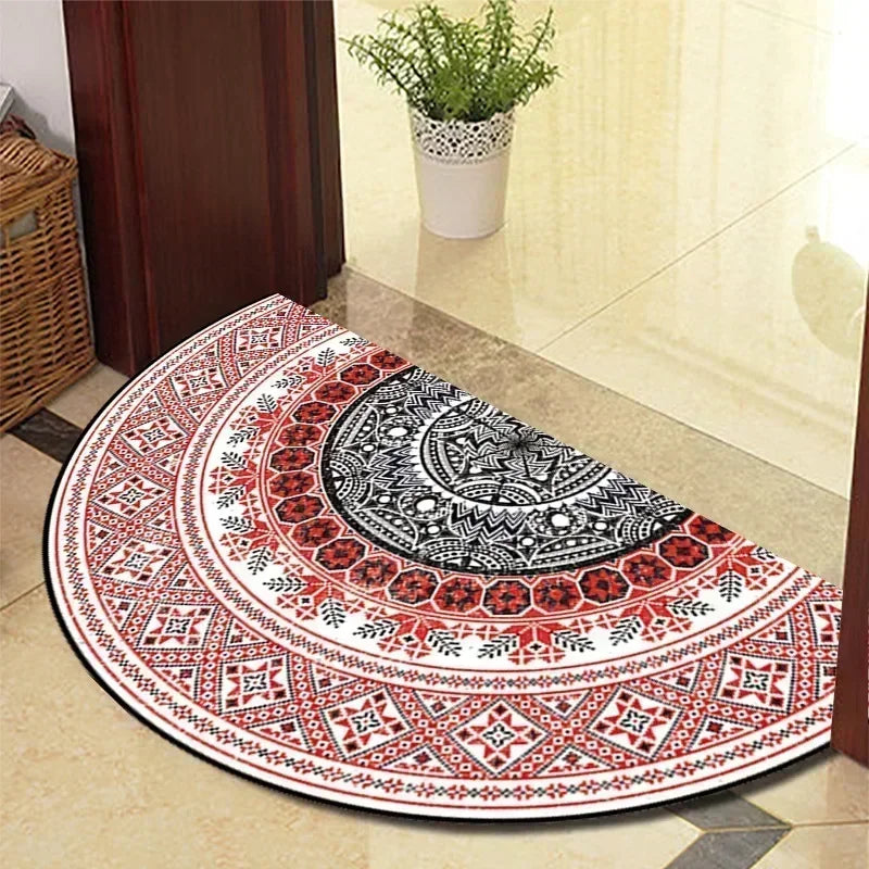 Retro Door Rug Semi-circular Floor Mat European Style Carpet for Living Room Ind image 14
