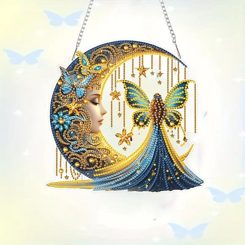 5D Hanging Half Moon and Fairy Jewel Art Home & Bedroom Decor COMPLETED image 2
