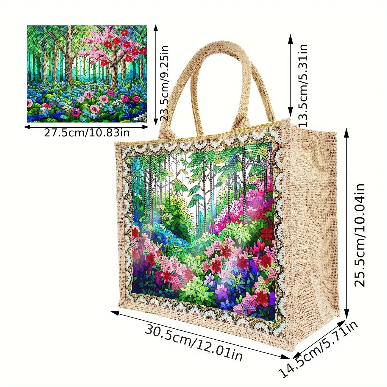 Forest Garden Design Shopping Bag Handbag Diamond Jewel Art Painting COMPLETED image 6