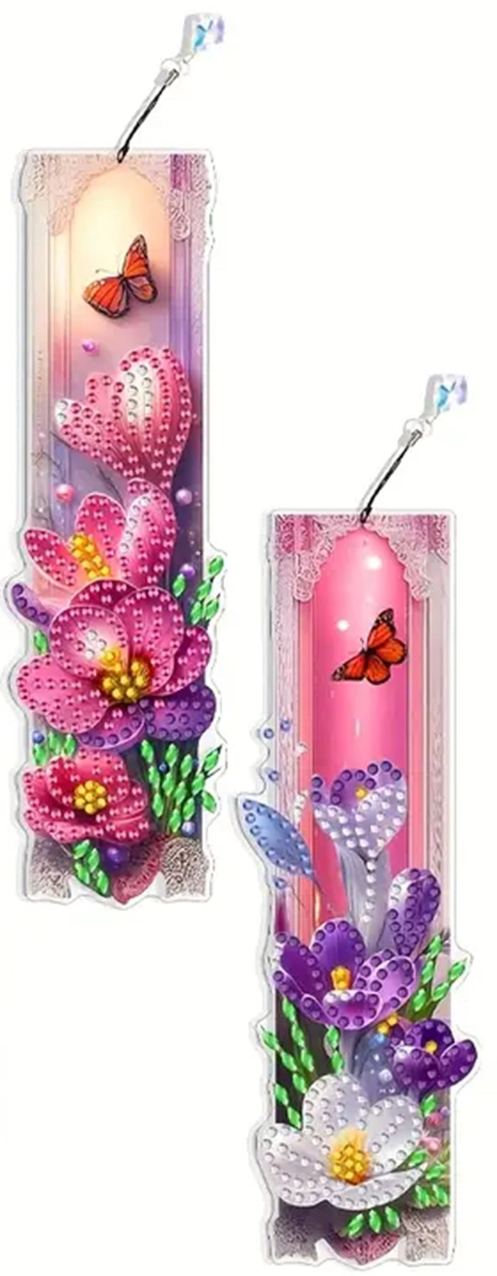 2 Beautiful Floral Diamond Painting Bookmarks COMPLETED, SEALED U CHOOSE SET