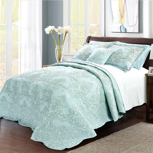 Queen 100-Percent Cotton Chenille Bedspread with Fringe Hem in Khaki Taupe Beige image 0
