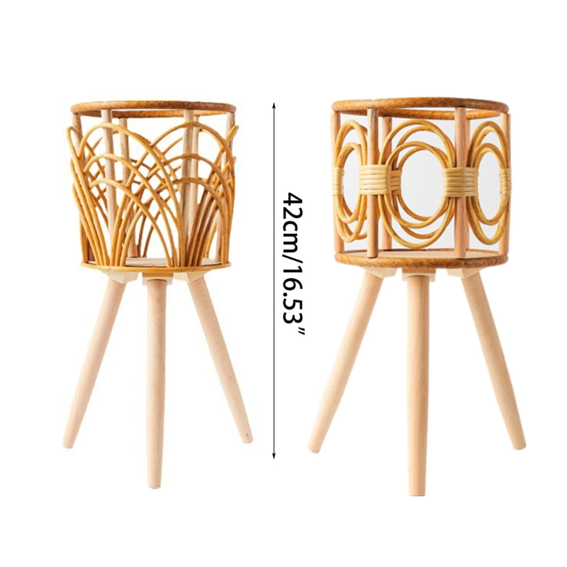 Rattan Plant Stand Woven Plant Stand Wooden Wicker Planter with Wooden Legs Ratt image 4