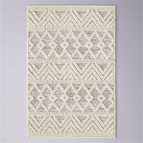 Hand Woven Wool Blend Grey Beige Ivory Persian Style Area Rug image 1