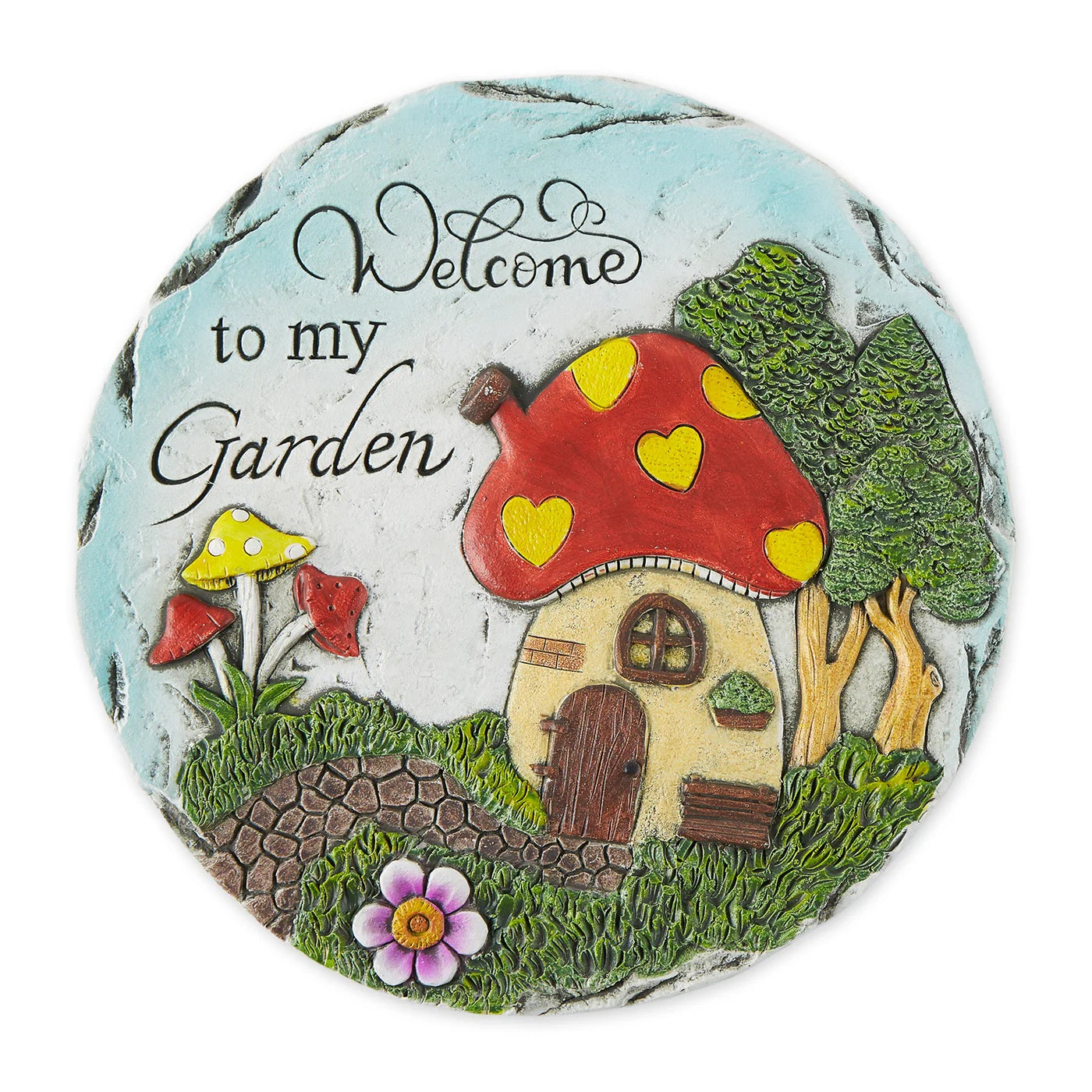 WELCOME TO MY GARDEN MUSHROOM HOUSE STEPPING STONE image 0