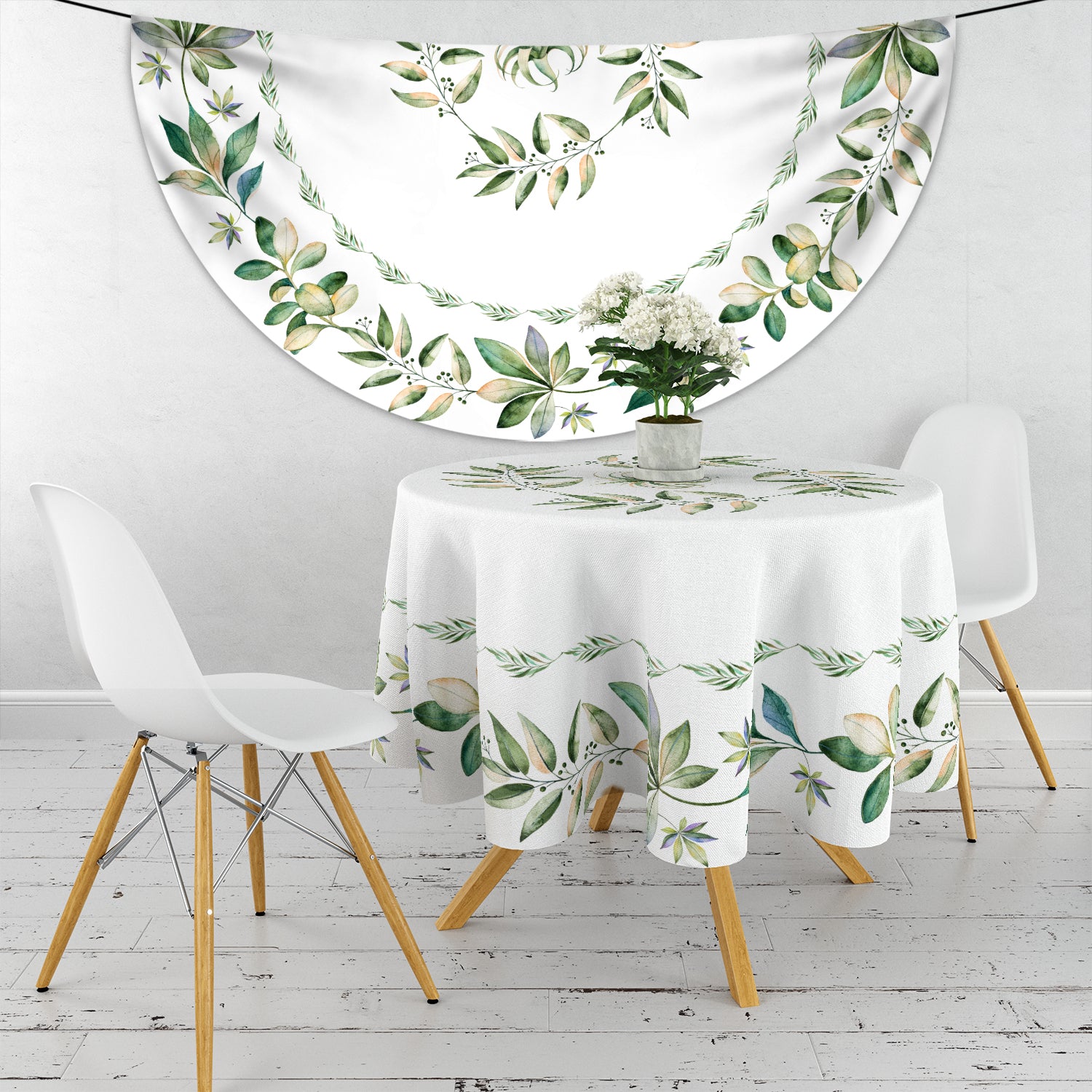 1PC Round Tablecloth with Floral Plant Waterproof Colored Dining Table Cover Mul image 3