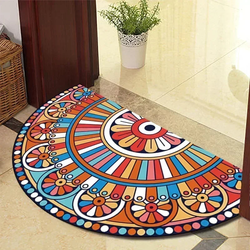 Retro Door Rug Semi-circular Floor Mat European Style Carpet for Living Room Ind image 22