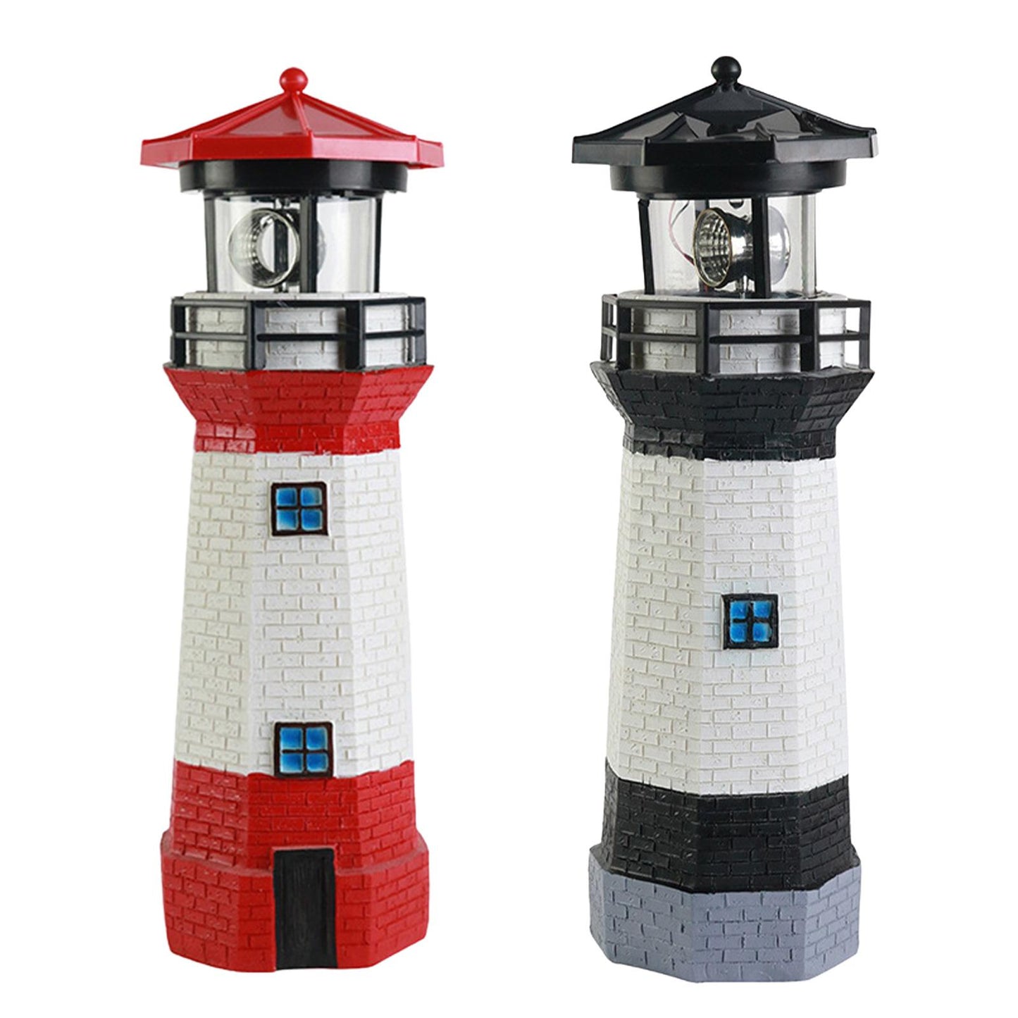 Solar Lighthouse Garden Statue Resin Figurine Lighthouse Sculpture Solar LED Lam image 1