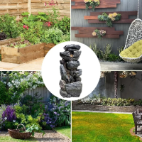 Water Features Outdoor Patio 6-Tier Cascading Rock Water Fountain Water Fall Fou image 4