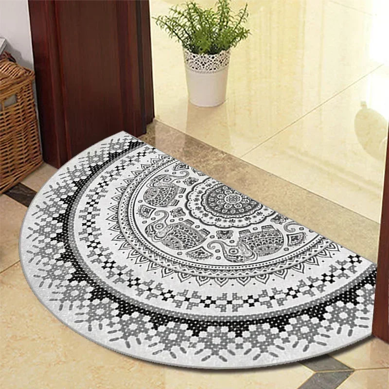 Retro Door Rug Semi-circular Floor Mat European Style Carpet for Living Room Ind image 13