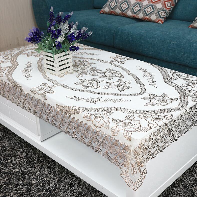 PVC Rectangle Tablecloth Waterproof Oilproof Plastic Table Covers Floral Printed image 2