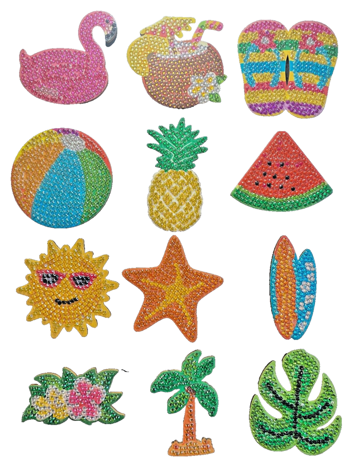 12Pcs Hawaii Diamond Magnets Beach Jewel Art Flip Flops Flamingo Completed image 0