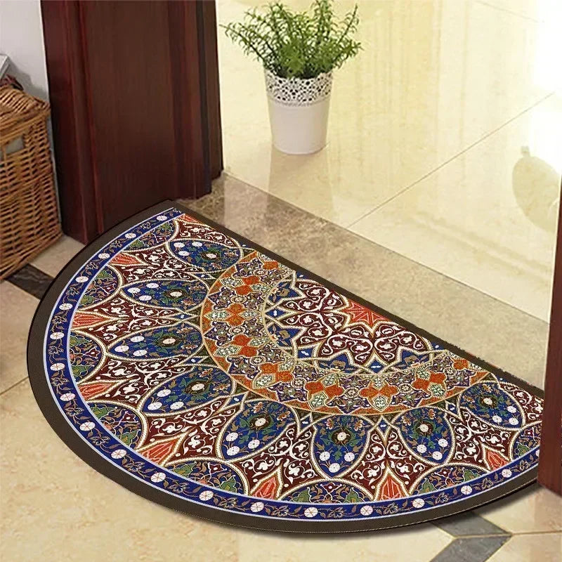 Retro Door Rug Semi-circular Floor Mat European Style Carpet for Living Room Ind image 27