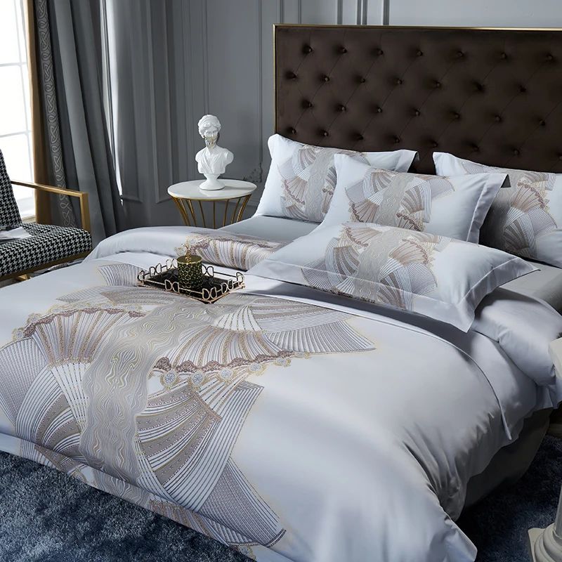Premium 1000TC Egyptian Cotton Luxury Bedding Set Boho Style Digital Printing Du image 24