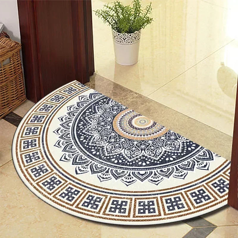 Retro Door Rug Semi-circular Floor Mat European Style Carpet for Living Room Ind image 2