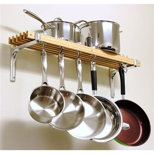 FarmHome Wooden Wall Mounted 6 Hooks Pot Rack image 0