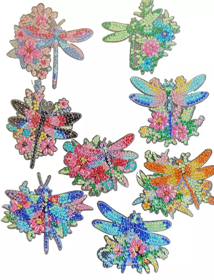 8pcs Dragonfly Diamond Jewel Art for Refrigerators Magnetic Completed image 0