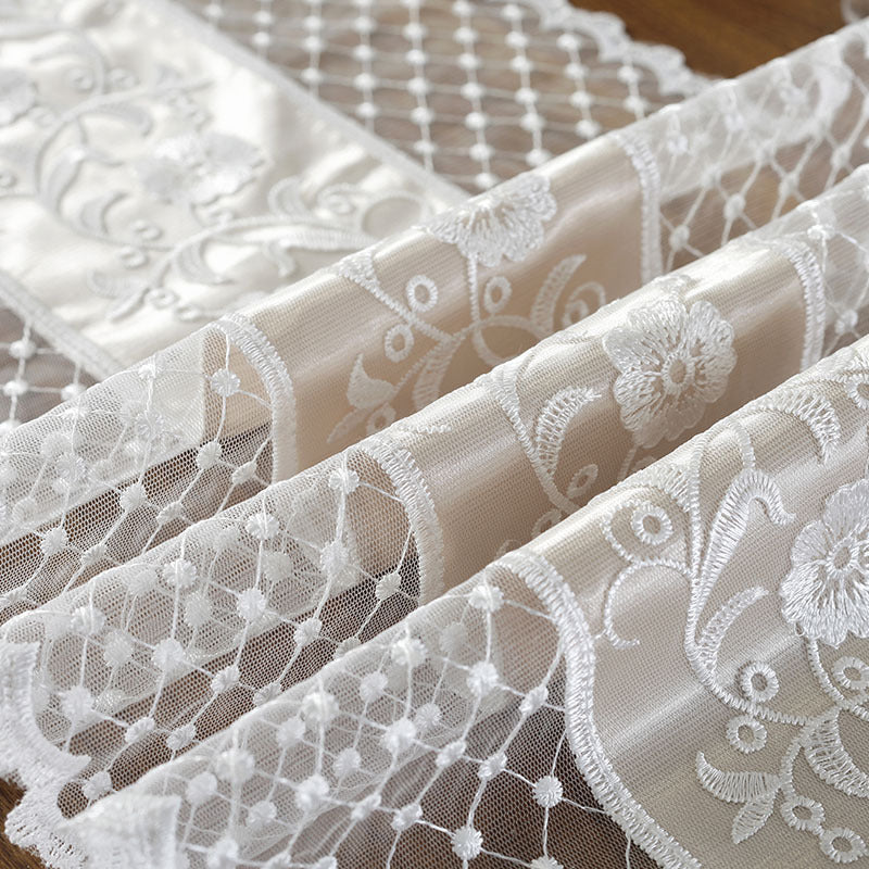 European Embroidery Fine Lace White Simple Coffee Table Runner Mats Flag French  image 5