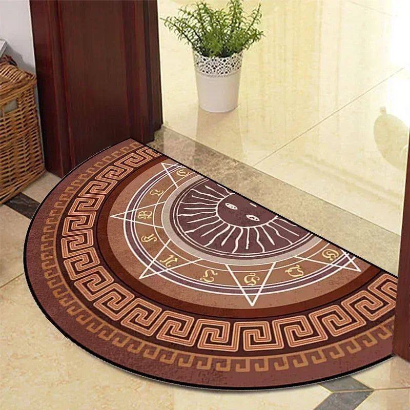 Retro Door Rug Semi-circular Floor Mat European Style Carpet for Living Room Ind image 9
