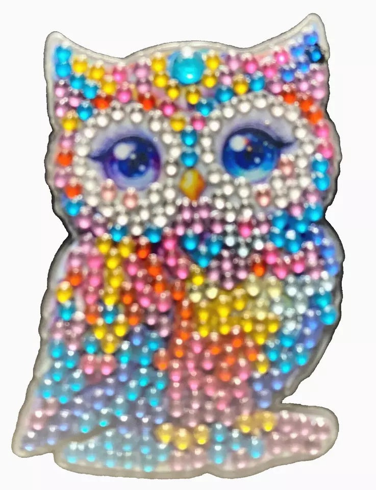6-Piece Diamond Art Owl Fridge Magnets Diamond jewel Magnet Completed image 4