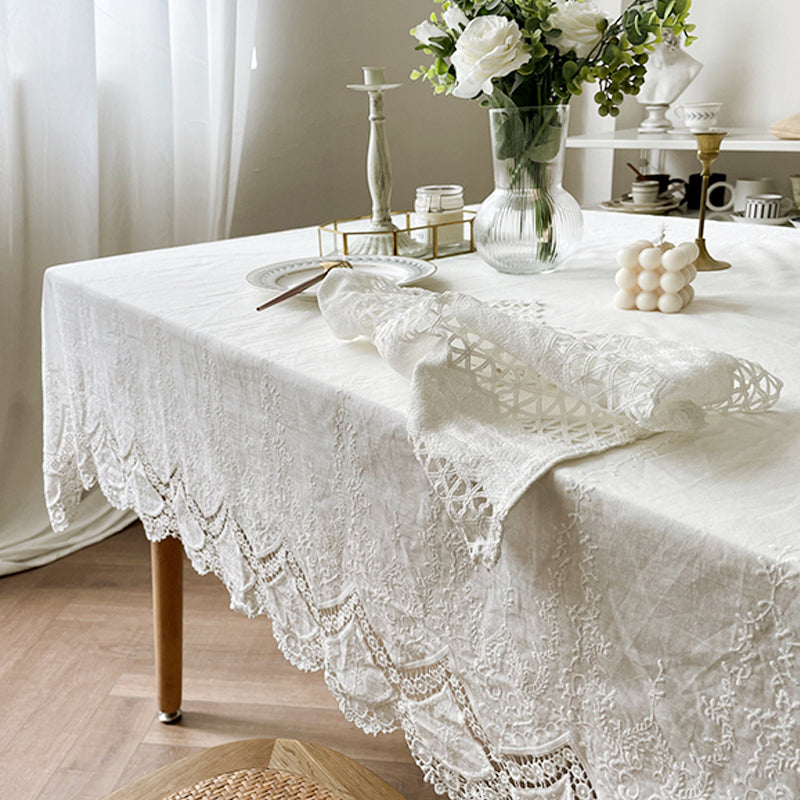 Classic Cotton Lace Tablecloth Dust-Proof Table Cover for Buffet Table Holiday D image 0