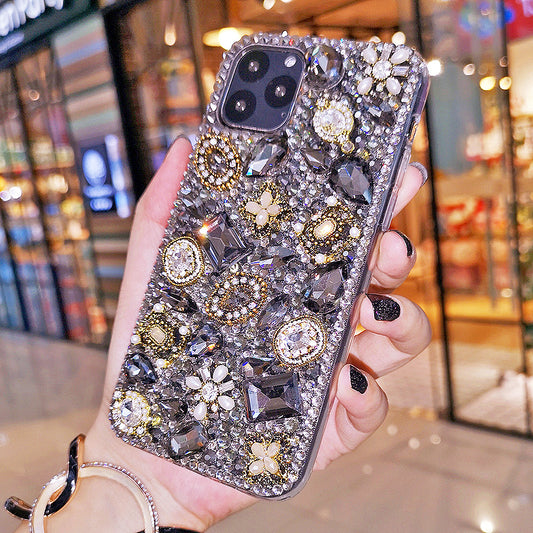 Retro Gem Pearl Flower Bling Rhinestone Customized Phone Case Diamond Cover for  image 0